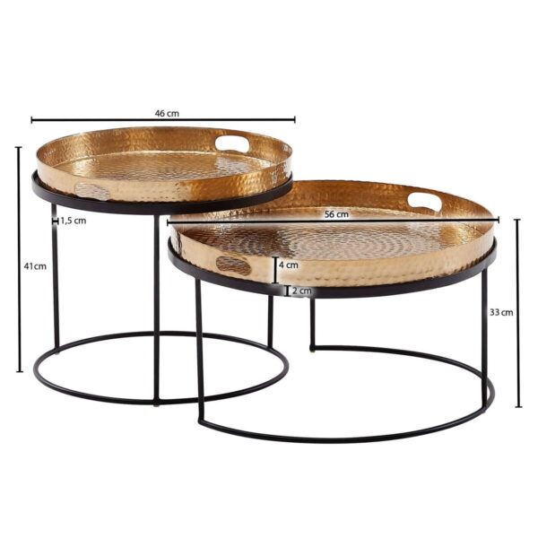Couchtisch 2er-Set. schwarz gold B/H/T: ca. 56x33x56 cm – Bild 2