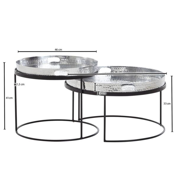 Couchtisch 2er-Set. silber B/H/T: ca. 56x33x56 cm Couchtisch 2er-Set. silber B/H/T: ca. 56x33x56 cm – Bild 2