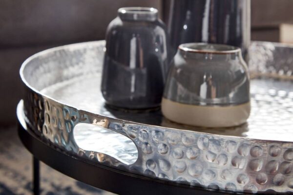 Couchtisch 2er-Set. silber B/H/T: ca. 56x33x56 cm Couchtisch 2er-Set. silber B/H/T: ca. 56x33x56 cm – Bild 4