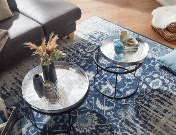 Couchtisch 2er-Set. silber B/H/T: ca. 56x33x56 cm Couchtisch 2er-Set. silber B/H/T: ca. 56x33x56 cm – Bild 5