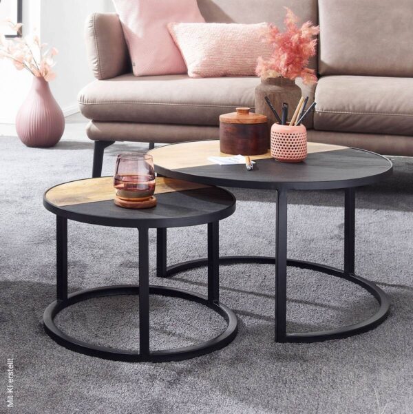 Couchtisch 2er-Set. schwarz B/H/T: ca. 60x36x60 cm – Bild 4