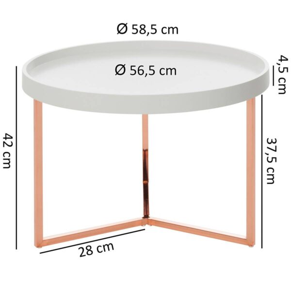 Couchtisch weiß Kupfer B/H: ca. 0x42 cm Couchtisch weiß Kupfer B/H: ca. 0x42 cm – Bild 5