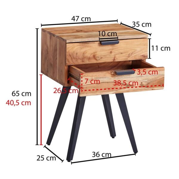 Nachtkonsole braun B/H/T: ca. 47x65x35 cm – Bild 2