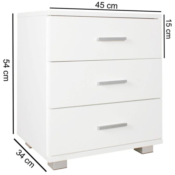 Nachtkonsole weiß B/H/T: ca. 34x54x45 cm – Bild 5
