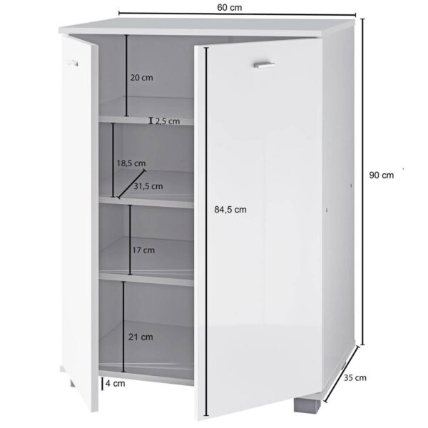 Schuhschrank weiß B/H/T: ca. 60x90x35 cm – Bild 3