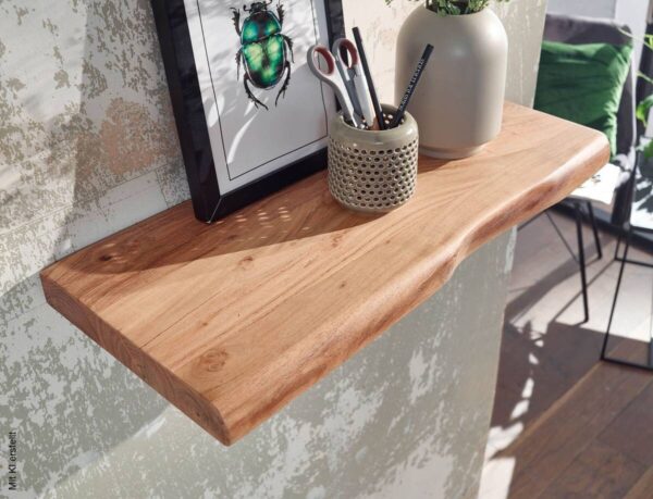 Wandregal braun Holz B/H/T: ca. 60x4x26 cm – Bild 5