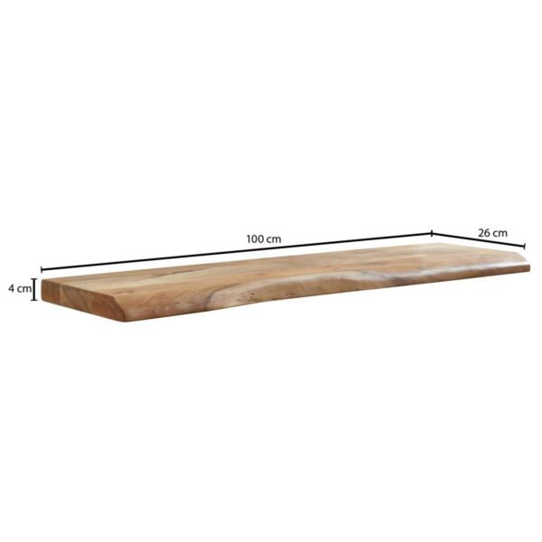 Wandregal braun Holz B/H/T: ca. 100x4x26 cm – Bild 2