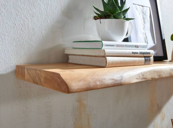 Wandregal braun Holz B/H/T: ca. 100x4x26 cm – Bild 3