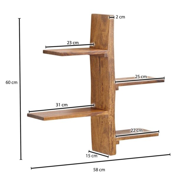 Wandregal rosenholz Holz B/H/T: ca. 58x60x15 cm Wandregal rosenholz Holz B/H/T: ca. 58x60x15 cm – Bild 3