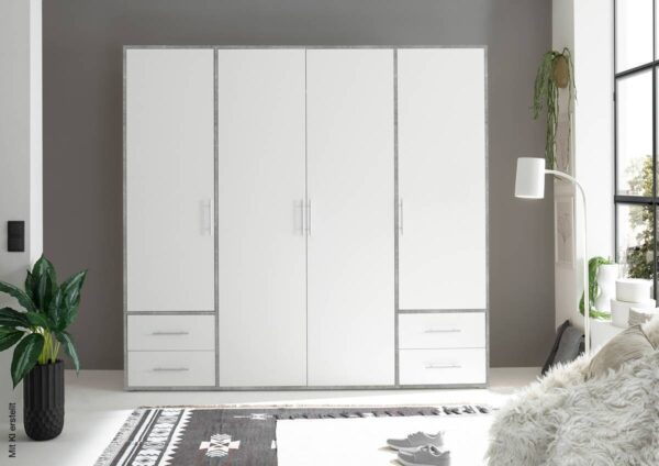 Kleiderschrank Valencia Beton Optik B/H/T: ca. 206x195x60 cm – Bild 2