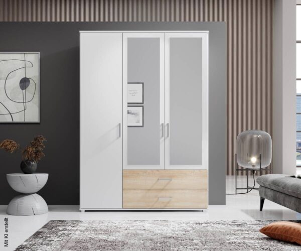 Kleiderschrank Ivar weiß B/H/T: ca. 125x190x51 cm – Bild 4