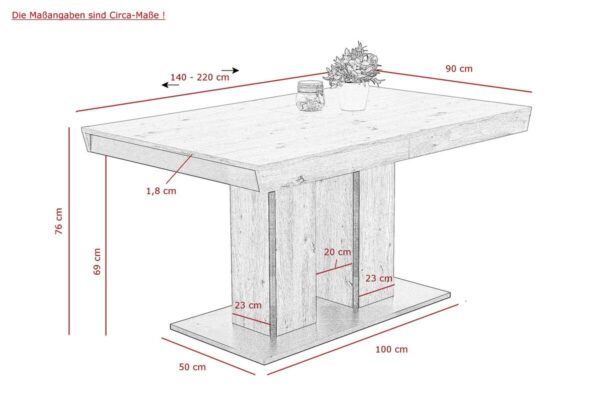 Esstisch AGNES T Eiche Artisan Optik B/H/T: ca. 140x76x90 cm Esstisch AGNES T Eiche Artisan Optik B/H/T: ca. 140x76x90 cm – Bild 4