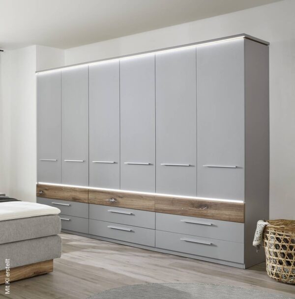 Kleiderschrank Tulsa Arktisgrau Oak Flagstaff Nachbildung B/H/T: ca. 301x229x61 cm Kleiderschrank Tulsa Arktisgrau Oak Flagstaff Nachbildung B/H/T: ca. 301x229x61 cm – Bild 2