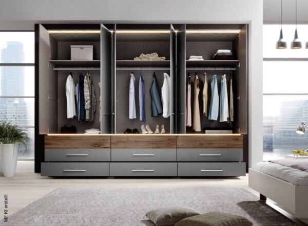 Kleiderschrank Tulsa Arktisgrau Oak Flagstaff Nachbildung B/H/T: ca. 301x229x61 cm Kleiderschrank Tulsa Arktisgrau Oak Flagstaff Nachbildung B/H/T: ca. 301x229x61 cm – Bild 4