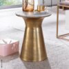 Beistelltisch gold lackiert Optik weiß Marmor Optik Aluminium Marmor B/H/T/S/D: ca. 35x45x35x1,5x35 cm – Bild 3