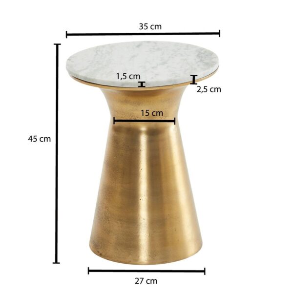 Beistelltisch gold lackiert Optik weiß Marmor Optik Aluminium Marmor B/H/T/S/D: ca. 35x45x35x1,5x35 cm – Bild 4