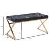 Sitzbank schwarz gold lackiert Edelstahl Samt B/H/T: ca. 90x46x44 cm – Bild 2