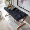 Sitzbank schwarz gold lackiert Edelstahl Samt B/H/T: ca. 90x46x44 cm – Bild 5