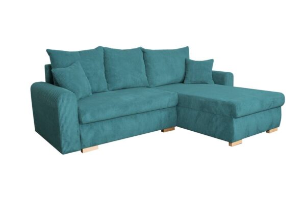 Ecksofa mit Bettfunktion und Bettkasten türkis Microfaser B/H/T: ca. 224,5x90x168 cm – Bild 3