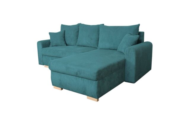Ecksofa mit Bettfunktion und Bettkasten türkis Microfaser B/H/T: ca. 224,5x90x168 cm – Bild 4