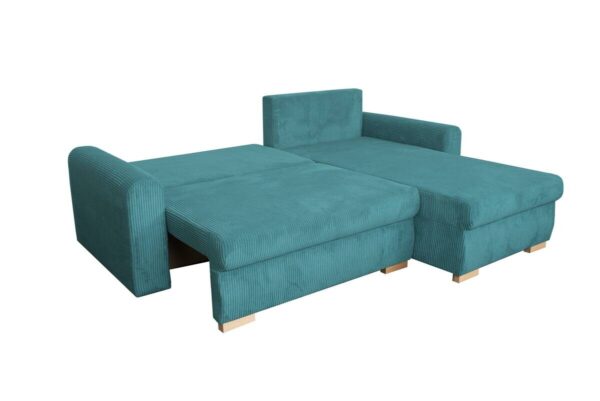Ecksofa mit Bettfunktion und Bettkasten türkis Microfaser B/H/T: ca. 224,5x90x168 cm – Bild 5