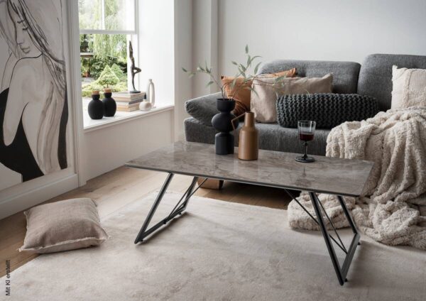 Couchtisch Chloe grau Keramik Hochglanz Nachbildung B/H/T: ca. 110x42x60 cm – Bild 2