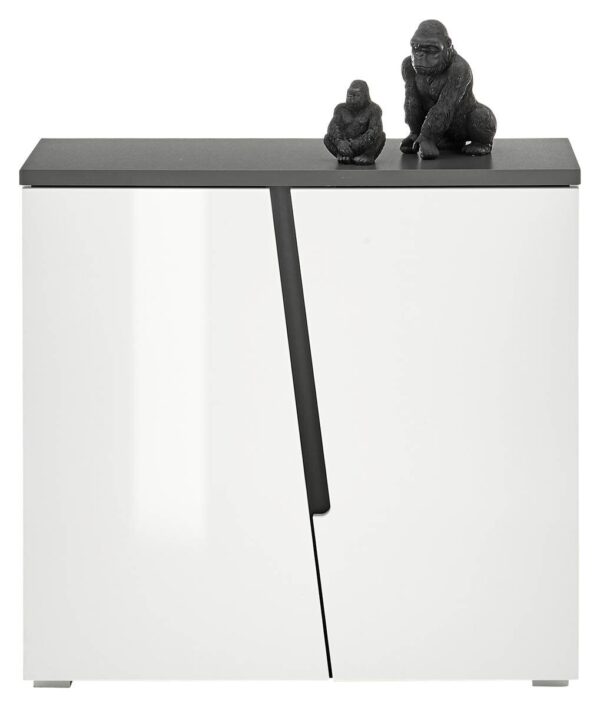 Kommode Boston weiß Hochglanz anthrazit B/H/T: ca. 88x83x38 cm – Bild 2