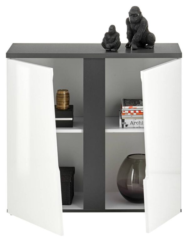 Kommode Boston weiß Hochglanz anthrazit B/H/T: ca. 88x83x38 cm – Bild 3