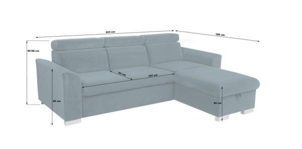 Ecksofa mit Bettfunktion und Bettkasten petrol Microfaser B/H/T: ca. 243x85x186 cm Ecksofa mit Bettfunktion und Bettkasten petrol Microfaser B/H/T: ca. 243x85x186 cm – Bild 2