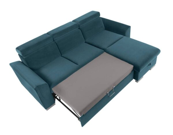 Ecksofa mit Bettfunktion und Bettkasten petrol Microfaser B/H/T: ca. 243x85x186 cm Ecksofa mit Bettfunktion und Bettkasten petrol Microfaser B/H/T: ca. 243x85x186 cm – Bild 3