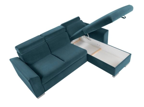 Ecksofa mit Bettfunktion und Bettkasten petrol Microfaser B/H/T: ca. 243x85x186 cm Ecksofa mit Bettfunktion und Bettkasten petrol Microfaser B/H/T: ca. 243x85x186 cm – Bild 4