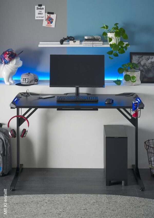 Gaming-Schreibtisch BC 3110 schwarz Carbon Optik B/H/T: ca. 119x78x60 cm – Bild 3