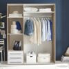 Kleiderschrank Lyss Eiche Sonoma Nachbildung weiß B/H/T: ca. 155x194x58 cm – Bild 2
