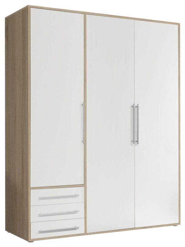 Kleiderschrank Lyss Eiche Sonoma Nachbildung weiß B/H/T: ca. 155x194x58 cm – Bild 3