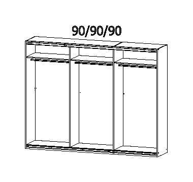 Schwebetürenschrank Kulmbach grau B/H/T: ca. 271x210x62 cm – Bild 2