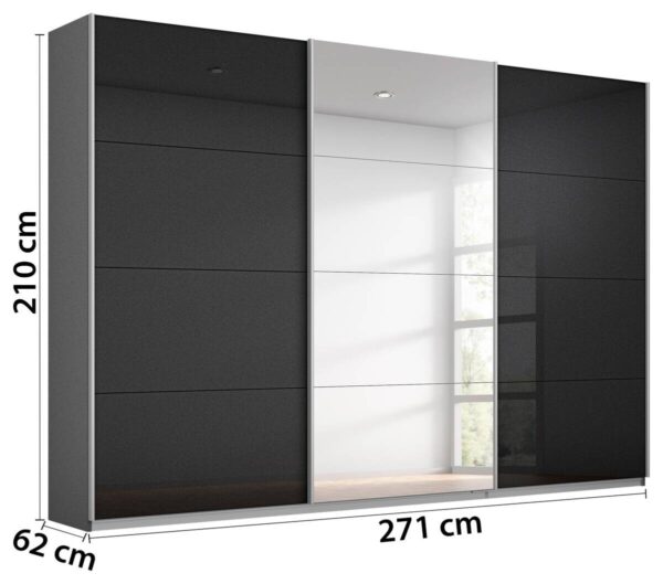 Schwebetürenschrank Kulmbach grau B/H/T: ca. 271x210x62 cm – Bild 4