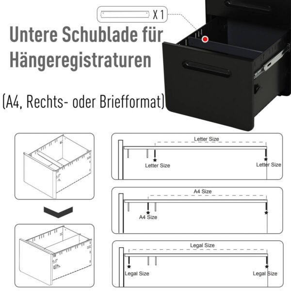Aktenschrank 924-007BK schwarz B/H/T: ca. 39x59x48 cm – Bild 4