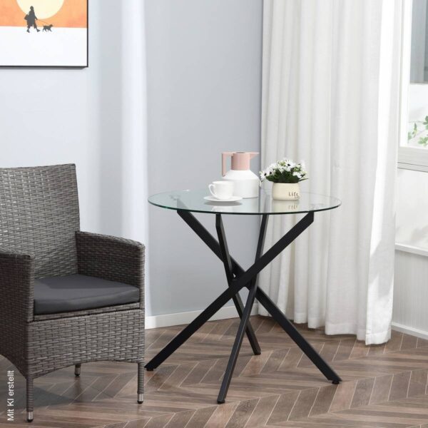 Beistelltisch 839-079 schwarz Glas Stahl B/H/T: ca. 80x75x80 cm – Bild 4