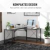 Computertisch 836-122BK schwarz B/H/L: ca. 150x76x150 cm – Bild 2