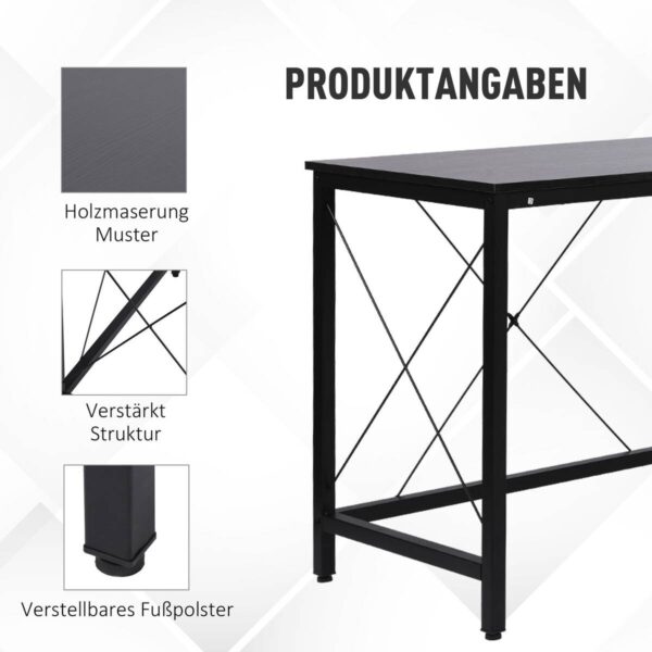 Computertisch 836-122BK schwarz B/H/L: ca. 150x76x150 cm – Bild 4