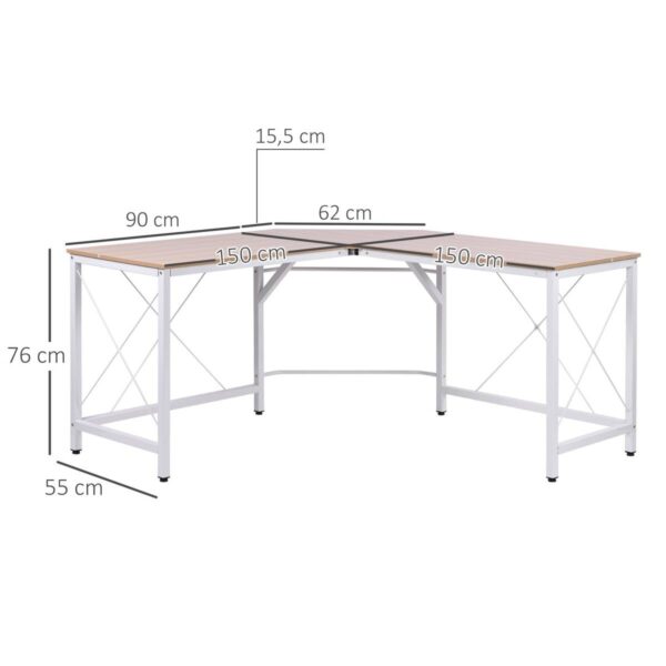 Computertisch 836-122AK natur weiß B/H/L: ca. 150x76x150 cm – Bild 2