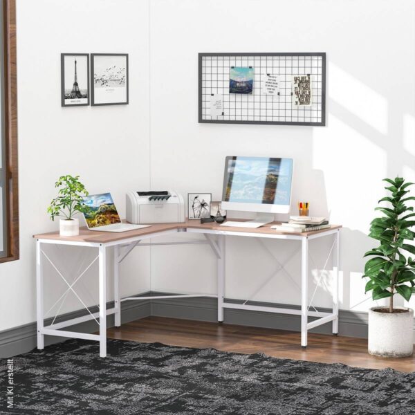 Computertisch 836-122AK natur weiß B/H/L: ca. 150x76x150 cm – Bild 5