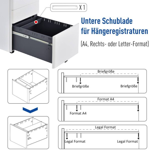 Rollcontainer 924-006WT weiß B/H/T: ca. 39x59x48 cm – Bild 2