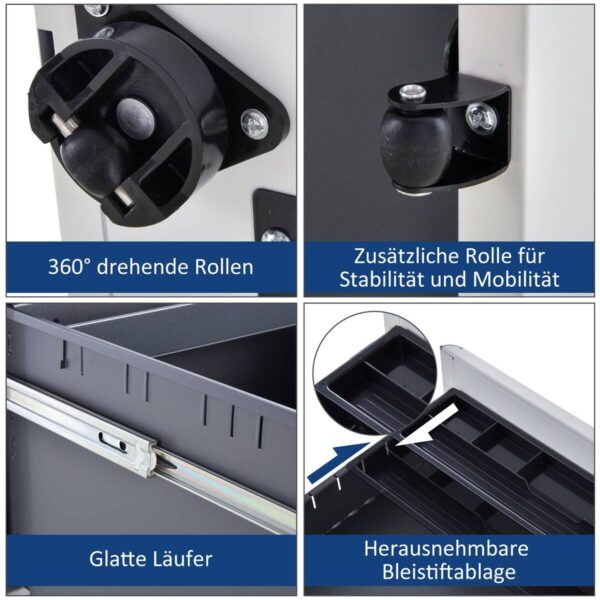 Rollcontainer 924-006WT weiß B/H/T: ca. 39x59x48 cm – Bild 3