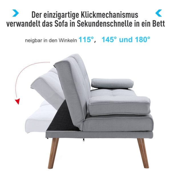 Schlafsofa 833-663 hellgrau B/H/T: ca. 181x78x77 cm – Bild 5