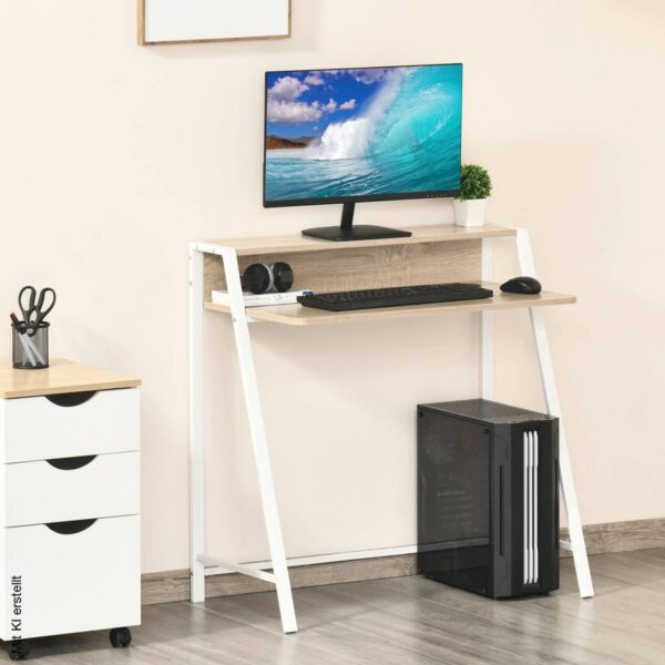 Schreibtisch 836-055AK weiß Eiche Nachbildung B/H/T: ca. 84x85x45 cm Schreibtisch 836-055AK weiß Eiche Nachbildung B/H/T: ca. 84x85x45 cm – Bild 2