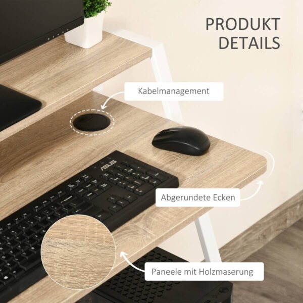 Schreibtisch 836-055AK weiß Eiche Nachbildung B/H/T: ca. 84x85x45 cm Schreibtisch 836-055AK weiß Eiche Nachbildung B/H/T: ca. 84x85x45 cm – Bild 4