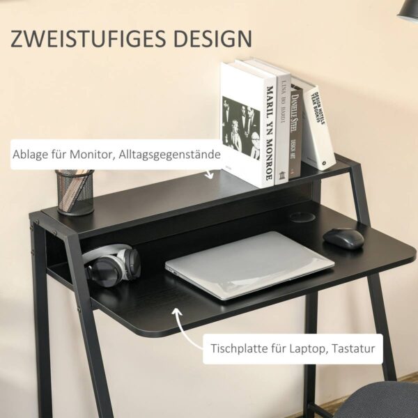 Schreibtisch 836-055BK schwarz B/H/T: ca. 84x85x45 cm – Bild 2