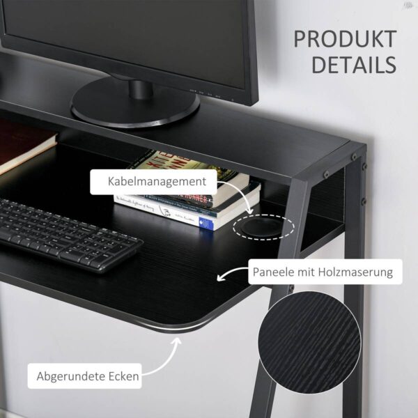 Schreibtisch 836-055BK schwarz B/H/T: ca. 84x85x45 cm – Bild 4