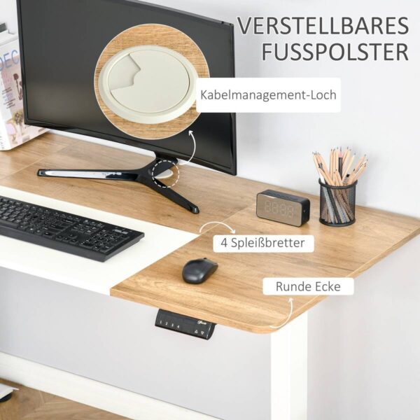 Schreibtisch 920-071V90WT natur Holz Nachbildung weiß B/H/T: ca. 140x116x70 cm – Bild 4